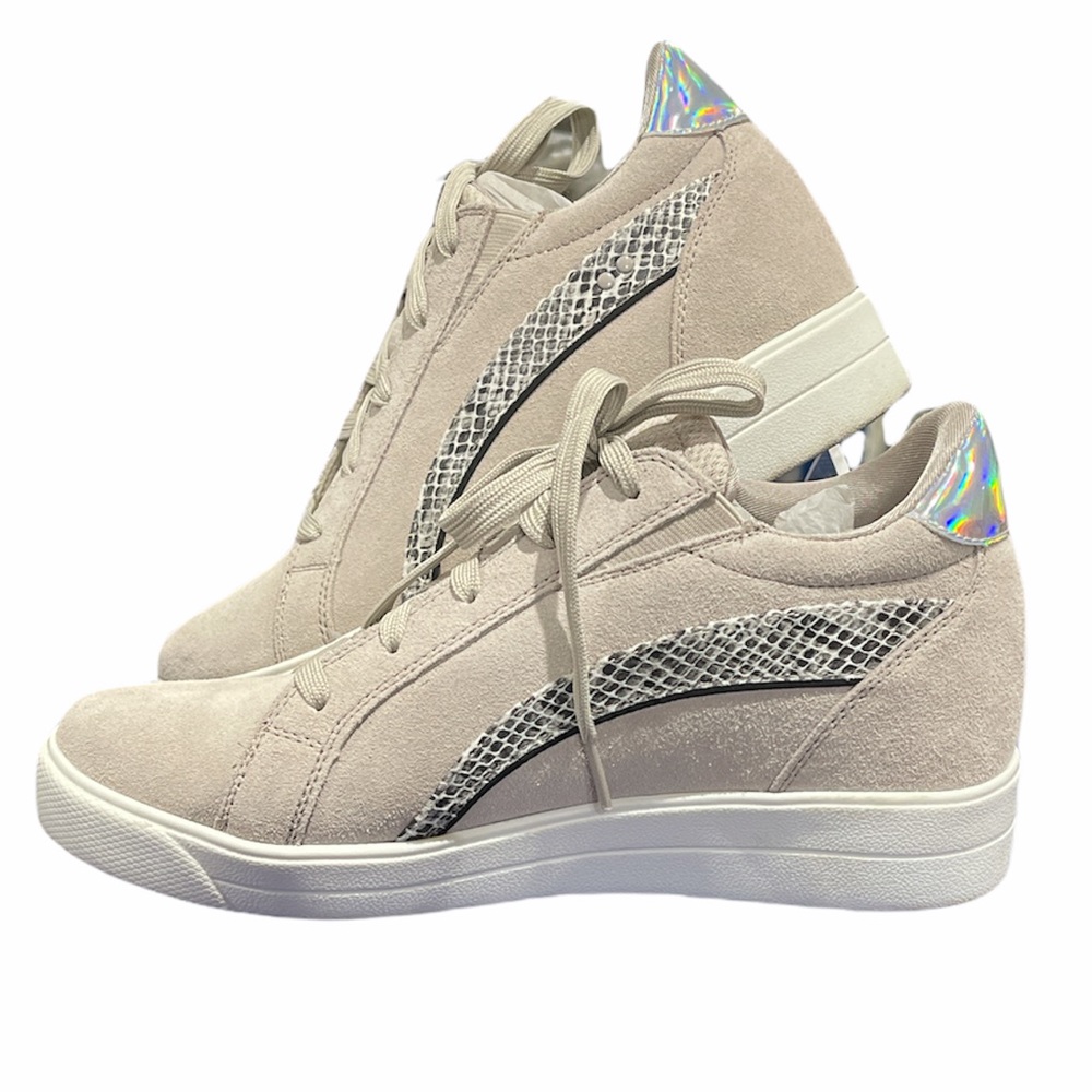 Ryka Leather Lace-Up Sneakers with Animal Accent  Viv  10M  0393
